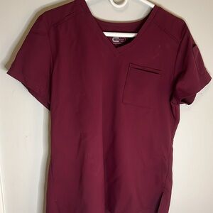 Cureology burgundy scrub top